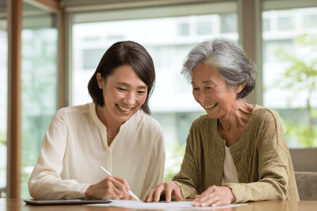 丁寧な説明を受けるお客様